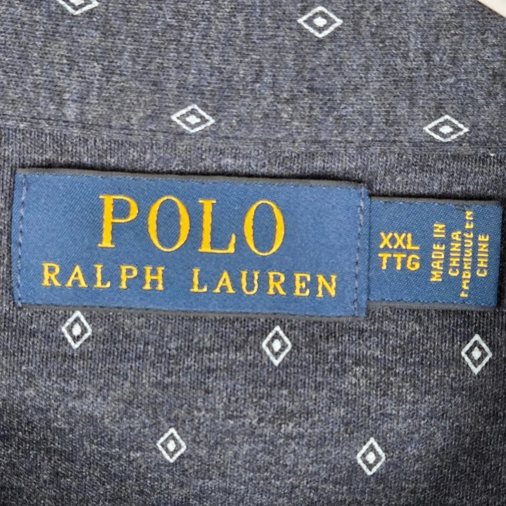 Polo Ralph‎ Lauren Mens XXL Gray Diamond Print Cotton Polo Shirt Short Sleeve